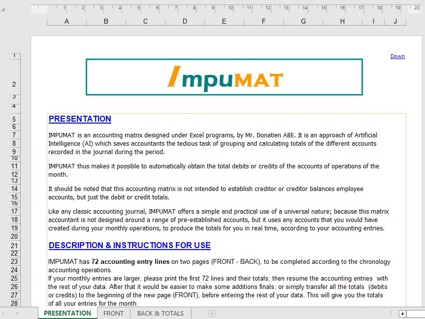 IMPUMAT homepage with presentation and purpose